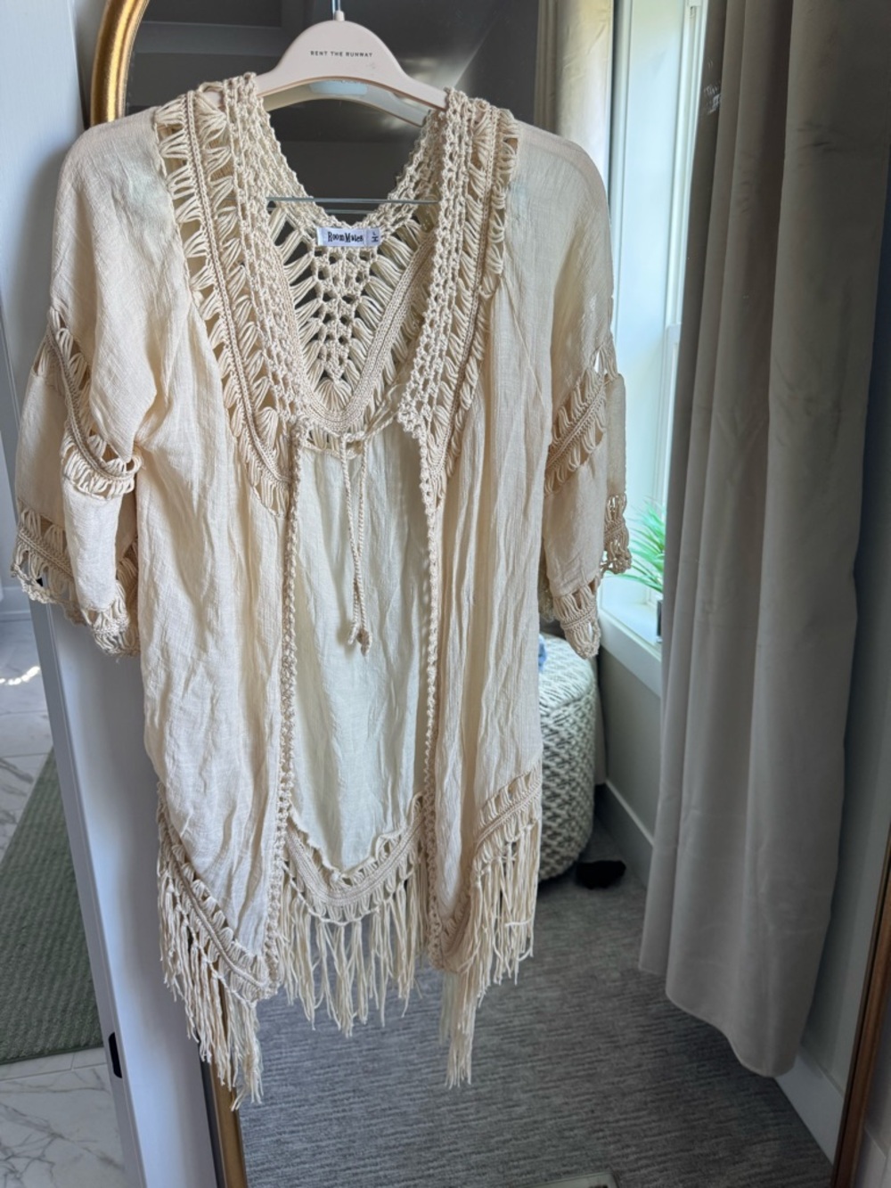 RoomMates Crochet Fringe Top - Cream